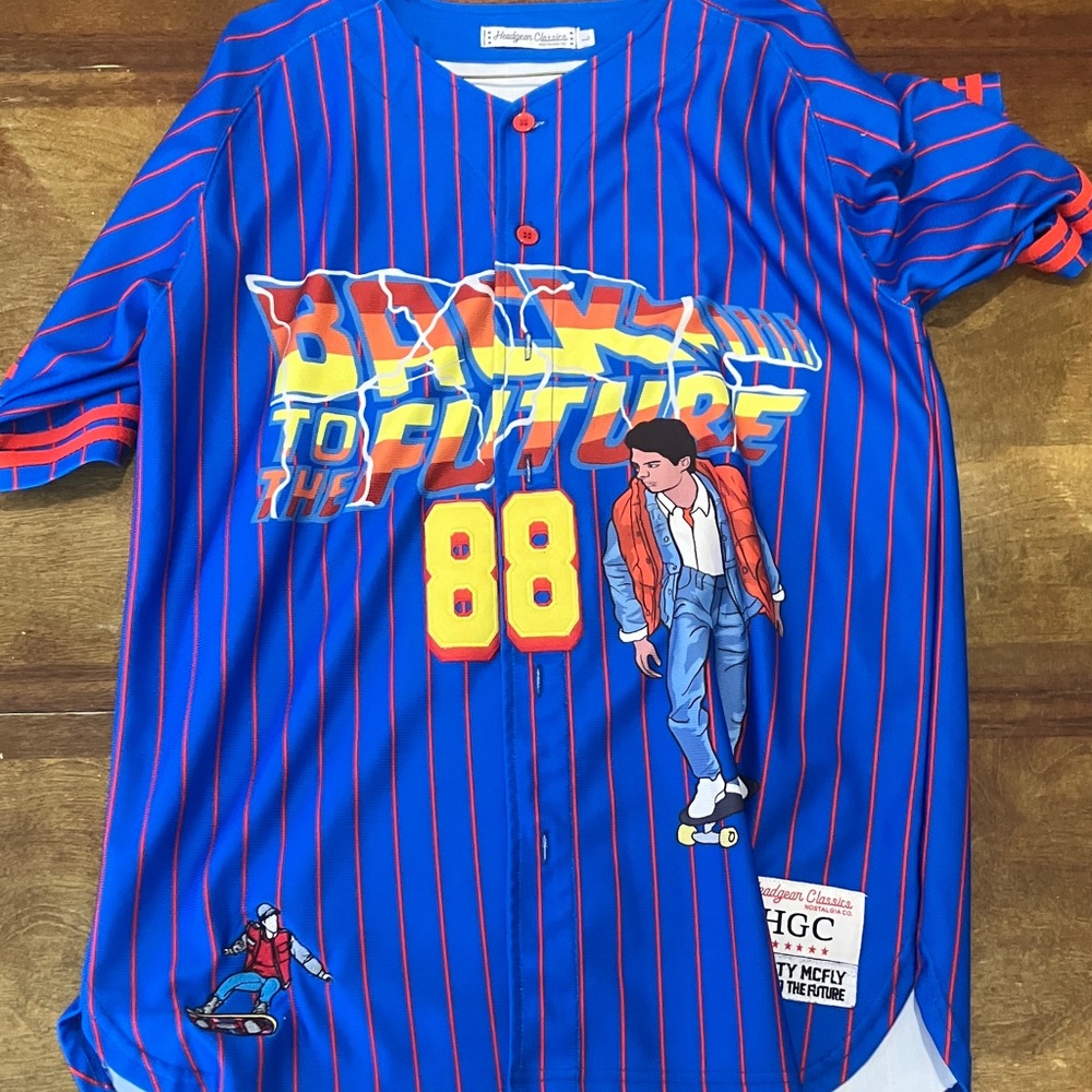 Back to the Future Blue Striped Men's Jersey